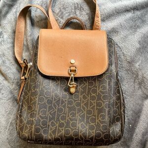 Calvin Klein brown leather mini backpack